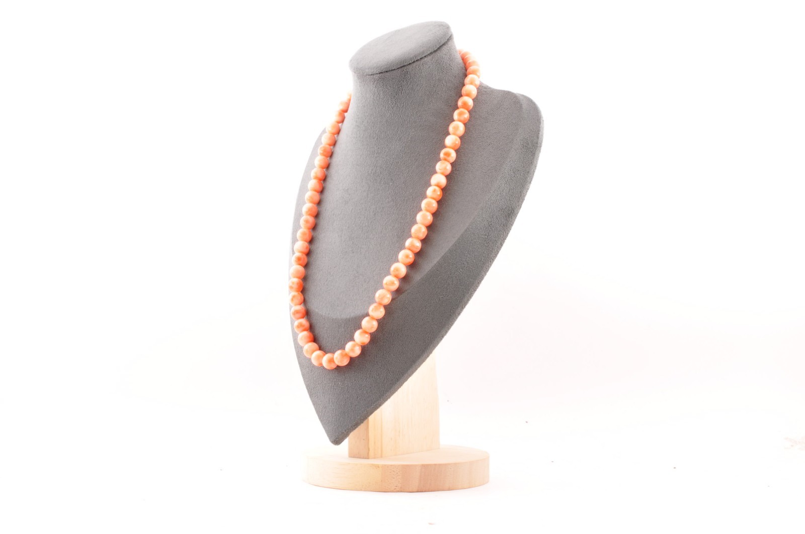 925 silver craps Pink coral necklace (17.3in, 370ct) 925 silver with Certificate