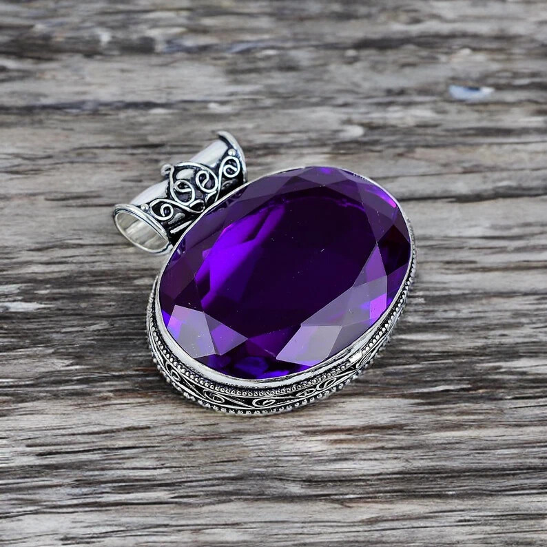 Purple Kunzite Gemstone Handmade 925 Sterling Silver Jewelry Oval Cut Pendant