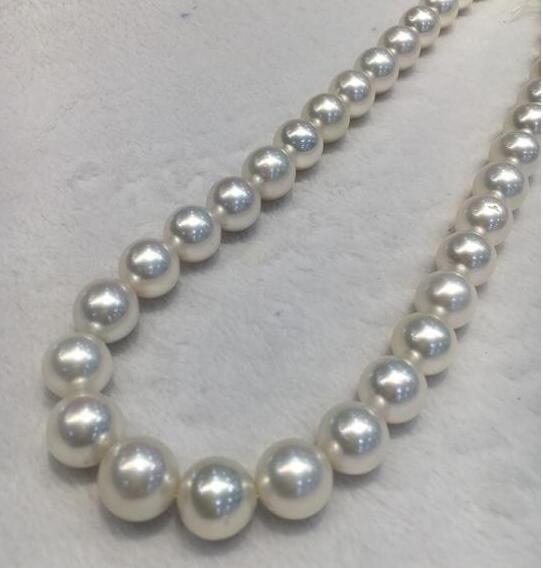 HUGE 17″12-15MM NATURAL SOUTH SEA GENUINE ROUND WHITE PEARL NECKLACE DDAA