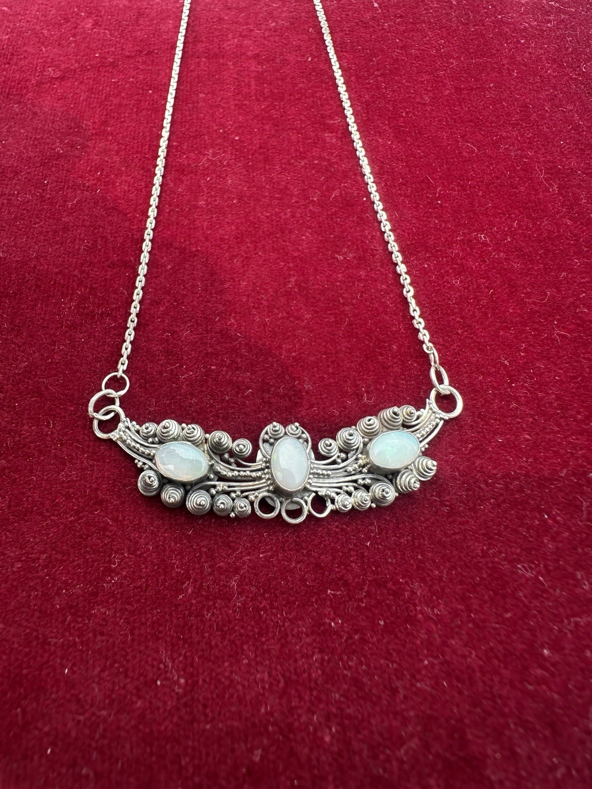 Natural Opal Necklace 17″ in Sterling Silver V Necklace