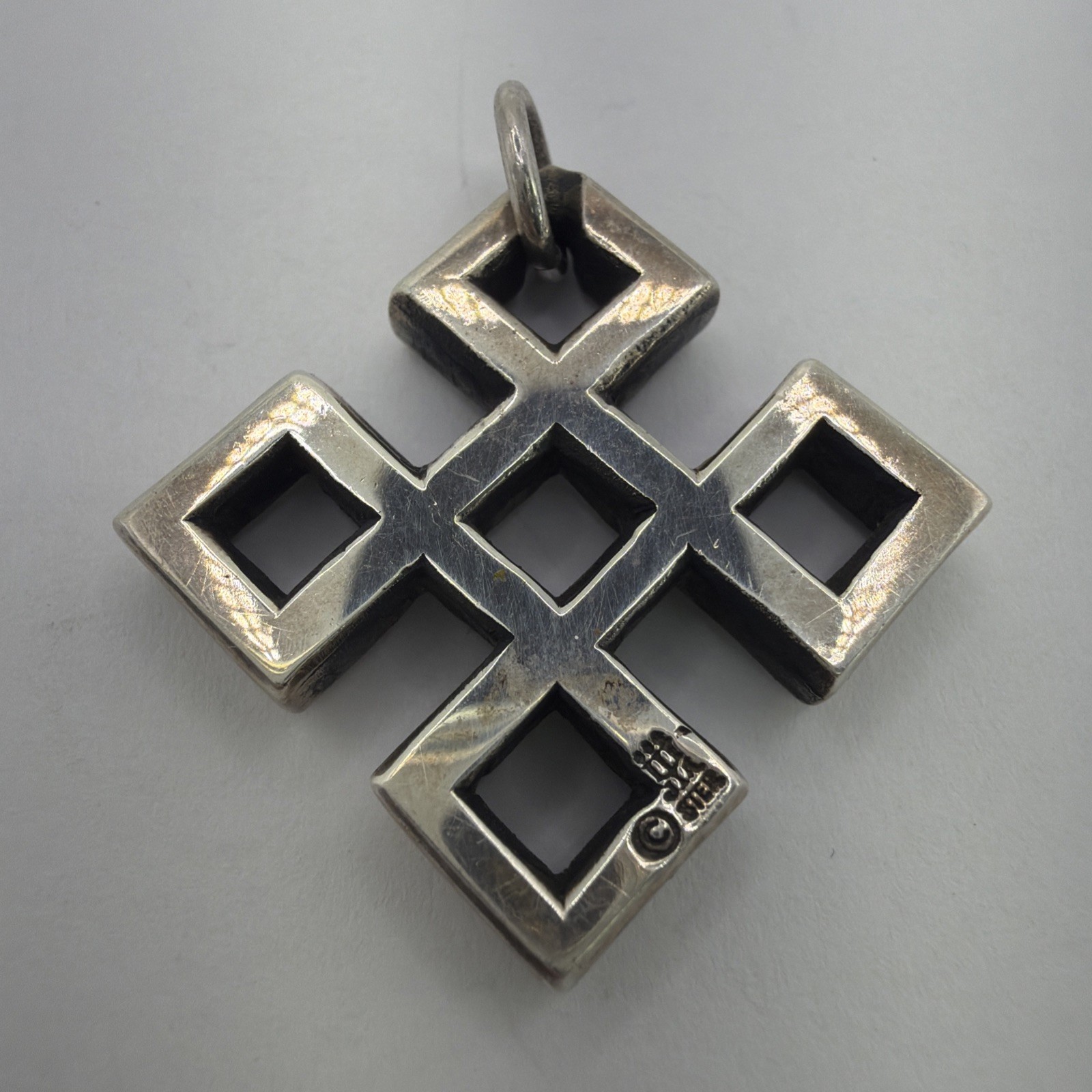 Retired James Avery Sterling Silver Celtic Square Shield Knot Pendant NOS