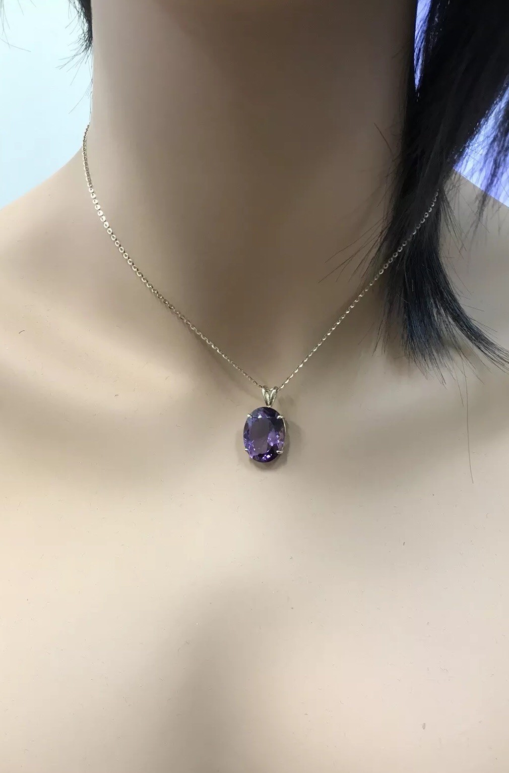 10.01 Carat Natural 16x12mm Purple Amethtyst 14K Solid Yellow Gold Pendant