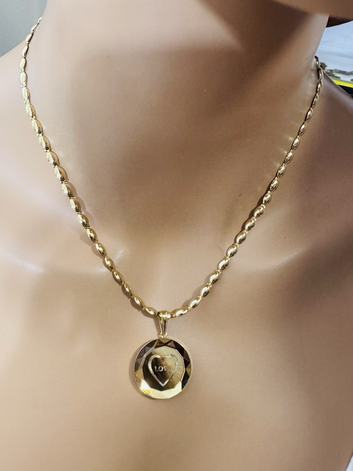 RARE 18K K18 Japan Gold Round Heart Pendant W/ Necklace 17/17.5” Long 14.6g 4mm