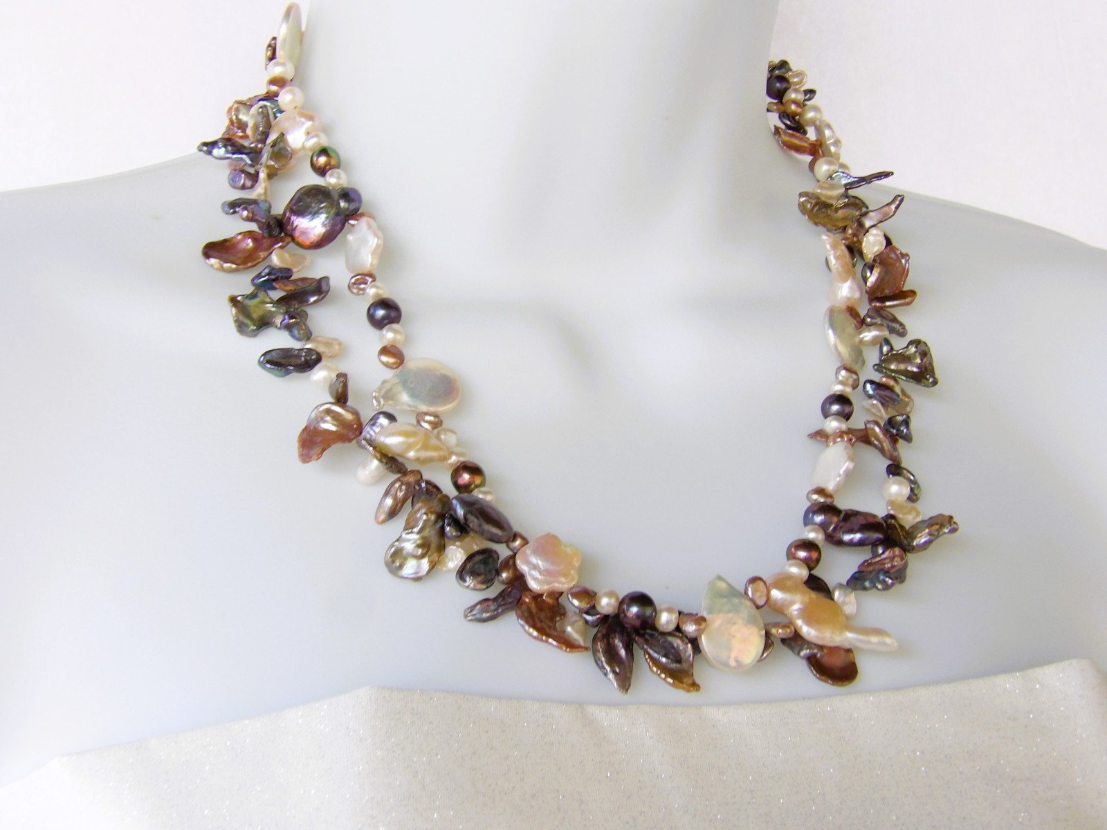 19.5 inches long Multicolor Mix shapes Genuine Freshwater Pearl Necklace NK957