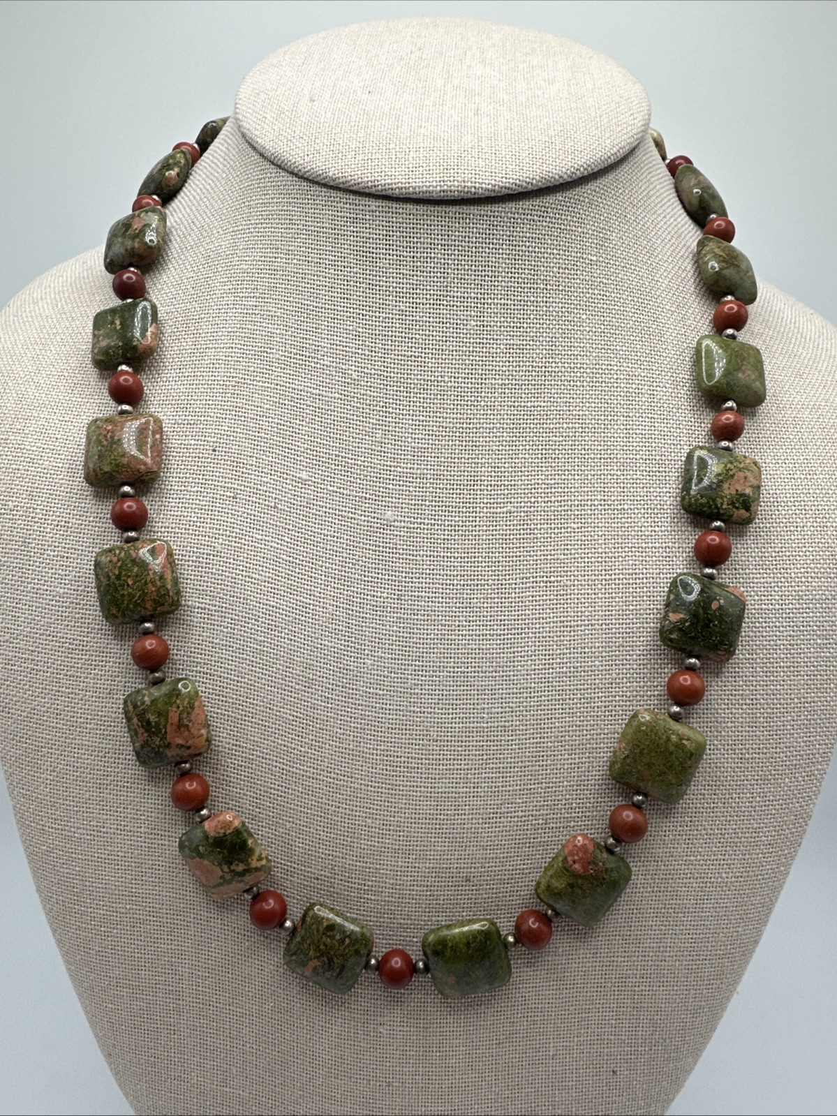 Jay King Natural Australian Unakite Sterling Silver Necklace 20-23”