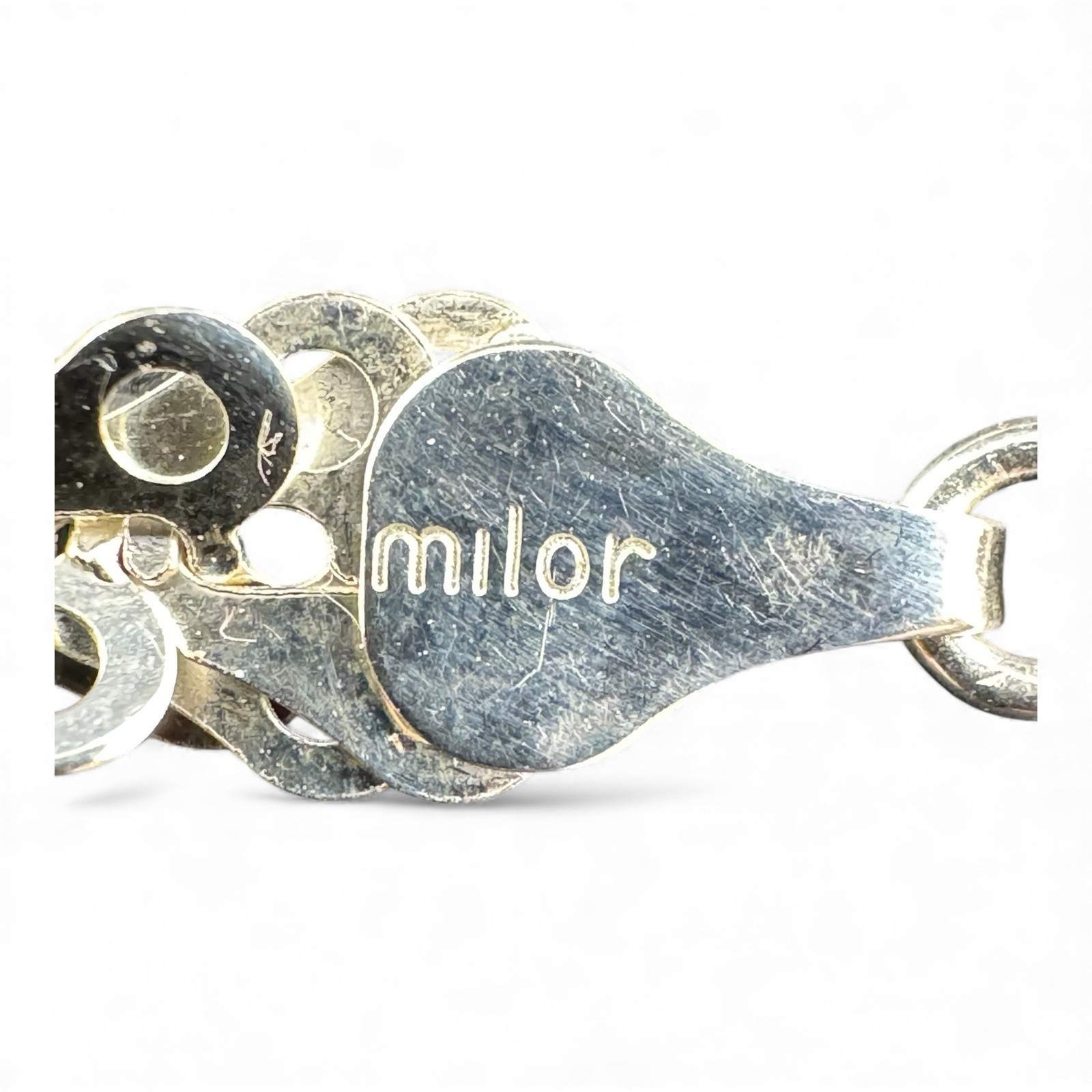 Beautiful Milor Signed Layered Flutter Link 19 Inch 925 Silver Chain Necklace