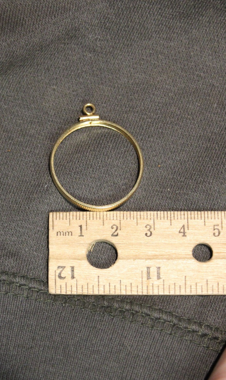 14K BEZEL FOR MEXICO 20 PESO GOLD COIN. SCREW TOP / REEDED EDGE. N.O.S.!