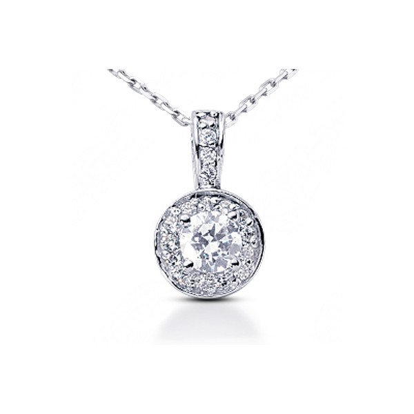 1.12ctw D/VS2 Round Cut Earth Mined Certified Diamonds White Gold Halo Pendant