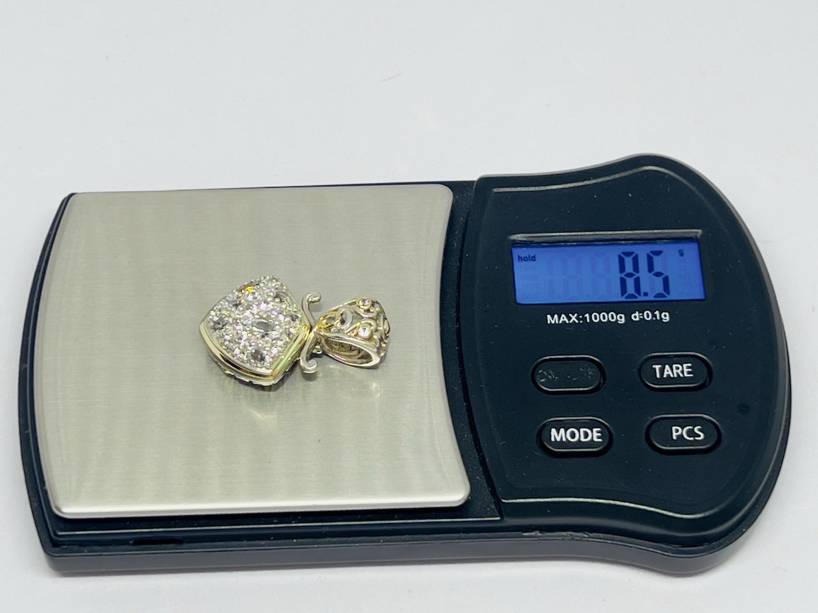 John Hardy Batu 18k Gold 925 Sterling Silver White Topaz Pendant Enhancer