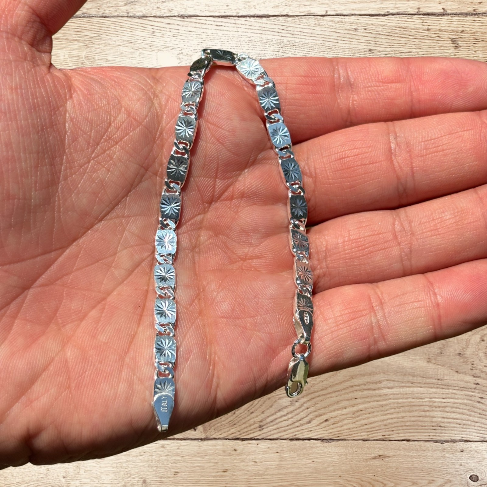 5mm Valentino Link Bracelet – Real Solid 925 Sterling Silver MADE IN ITALY