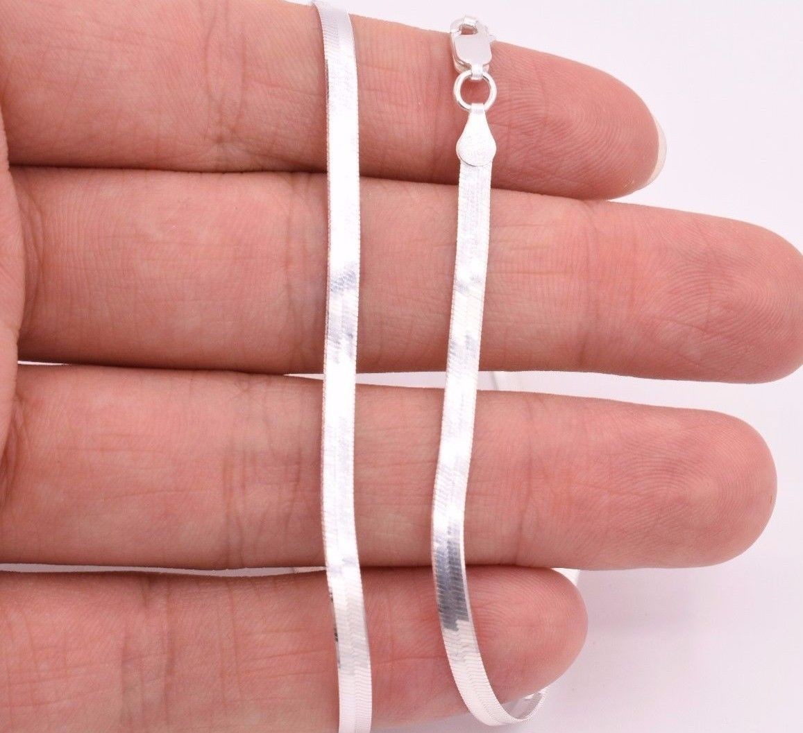 3mm Flexible Herringbone Chain Necklace Real Solid Sterling Silver 925 Italy