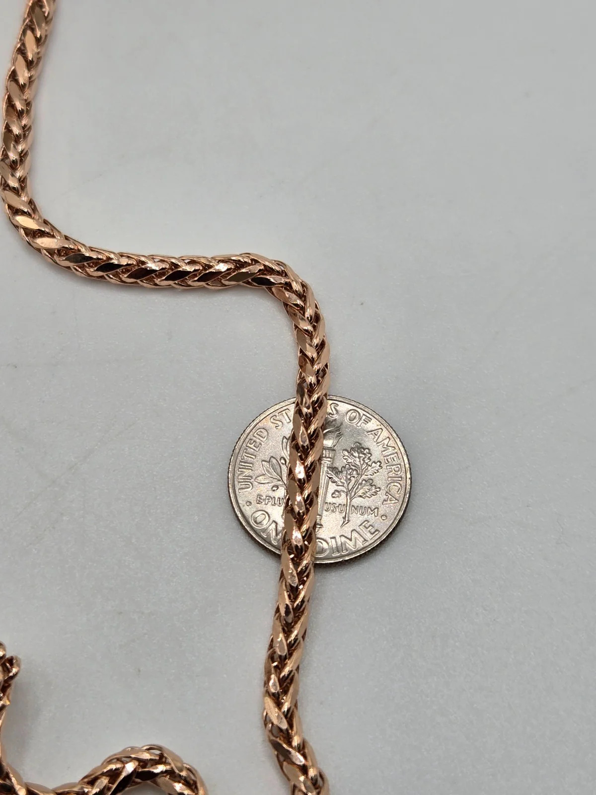 10K Rose Gold Franco Wheat Chain 24 inch x 3.2mm x 2.9 mm Lobster Clasp