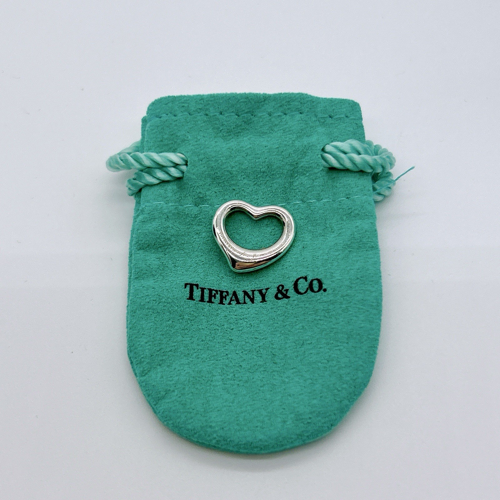 Tiffany & Co. Open Heart Elsa Peretti 16mm Charm Only Pendant Top Silver 925 W/P