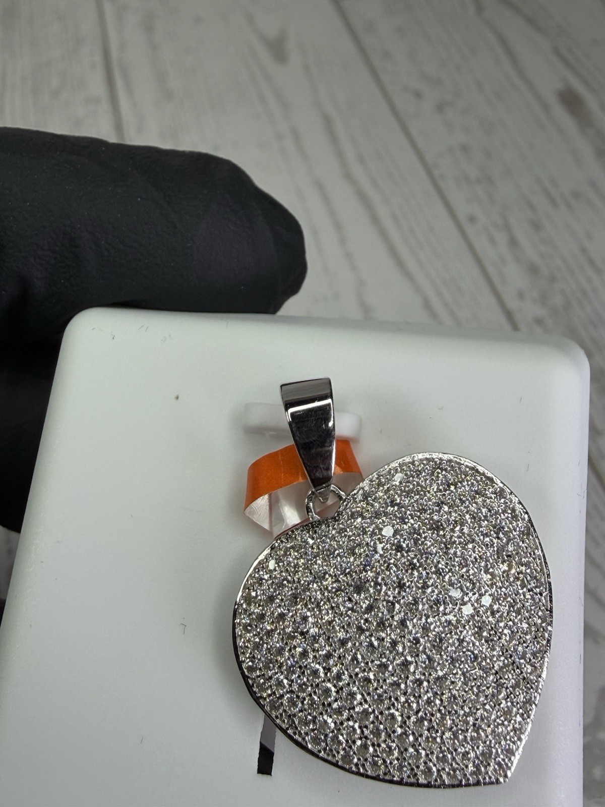 925 Sterling Silver White/Colorless Moissanite Heart Pavé Pendant, 2.00 CTW