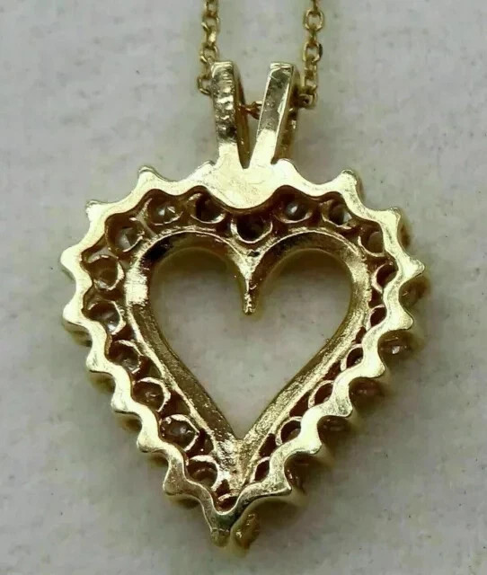 1.00Ct Round Cut Real Moissanite Heart Shape Pendant 14K Yellow Gold Plated