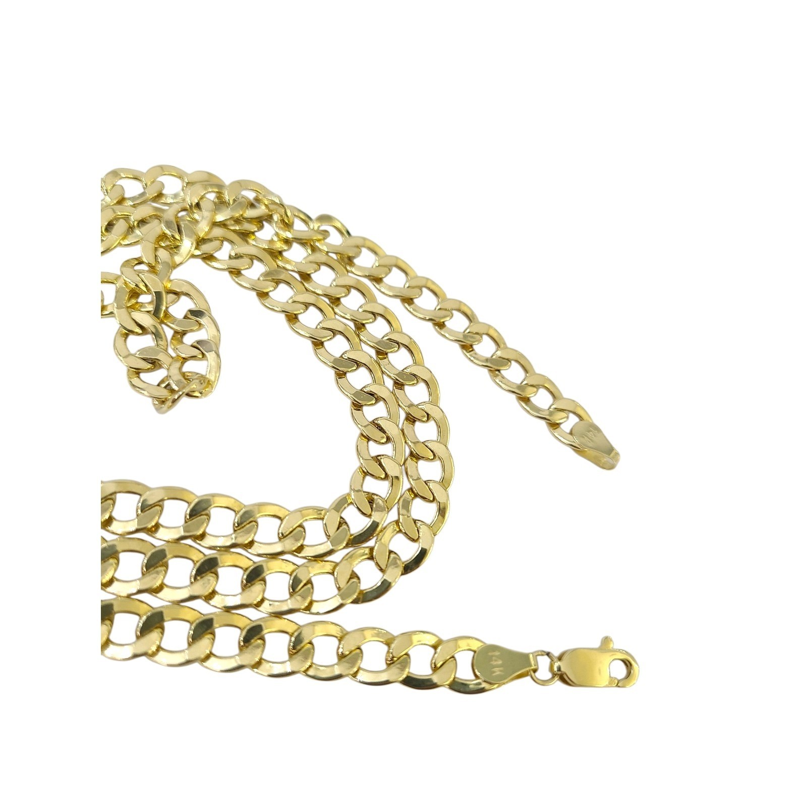 Real 14k Yellow Gold Cuban Curb Link Chain Necklace 7mm 24 Inch Men