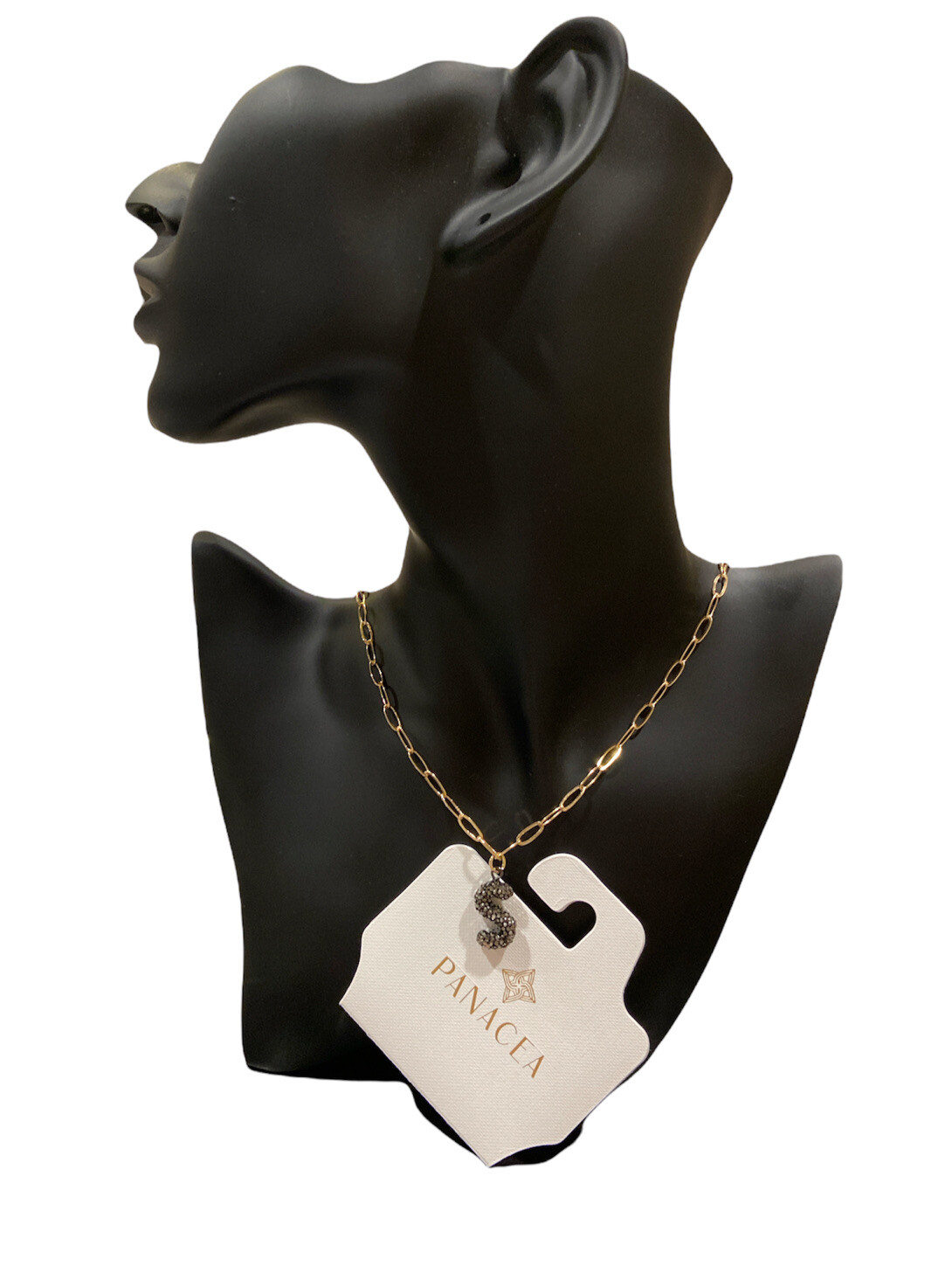 PANACEA 14K Gold Plated Paper Clip Chain Luxe Initial Necklace Letter S
