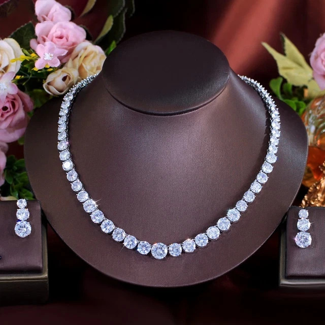 22 Ctw Round Cut Lab-Created Diamond Only Necklace 14K White Gold Plated Silver