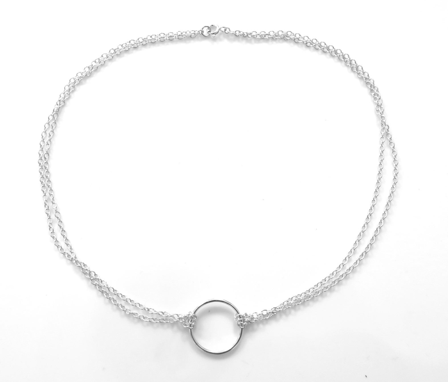 20mm Sterling Silver Karma Necklace Eternity Infinity Circle Ring Double Chain
