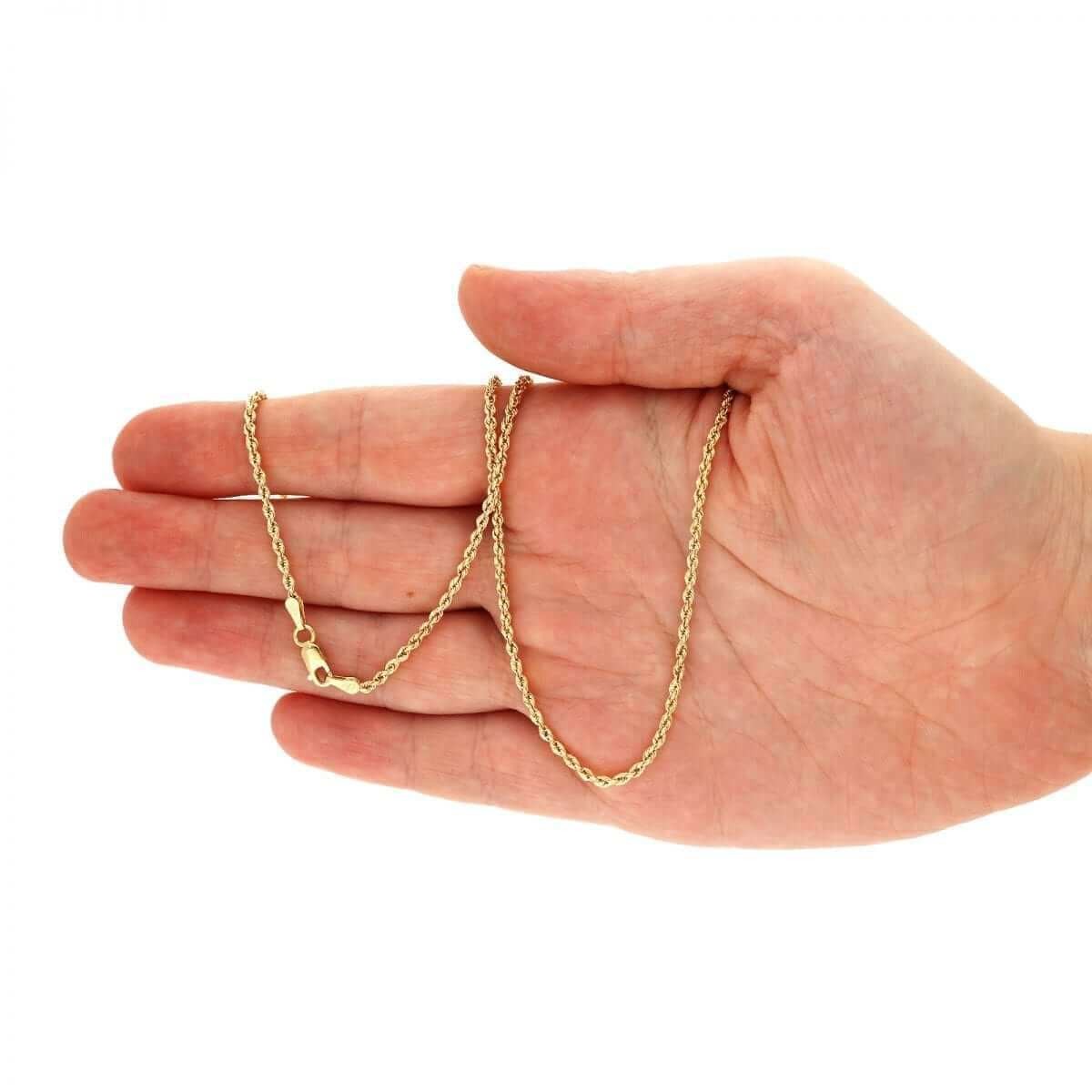 10K Real Gold 1.8mm-9mm Hollow Rope Chain Necklace 16″-30″