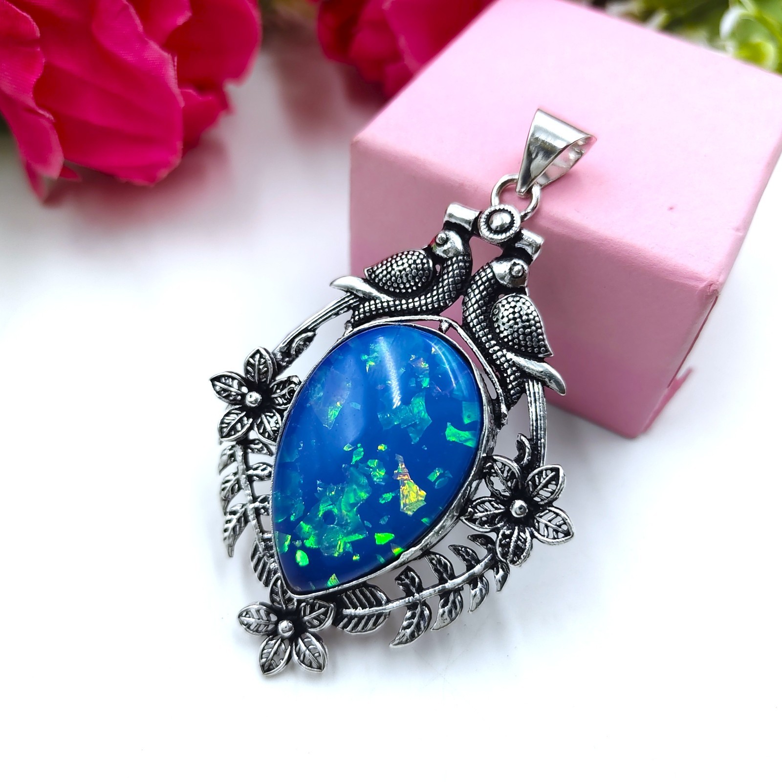 Triplet Opal Gemstone Handmade 925 Sterling Silver Jewelry Pendant Size-2.25″