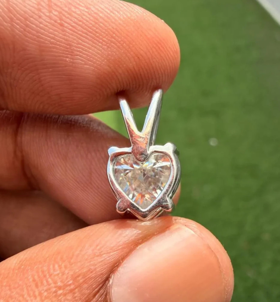3.00Ct Heart-Cut EF/VS1 Lab Grown Diamond Prong Necklace& Pendant 14k White Gold