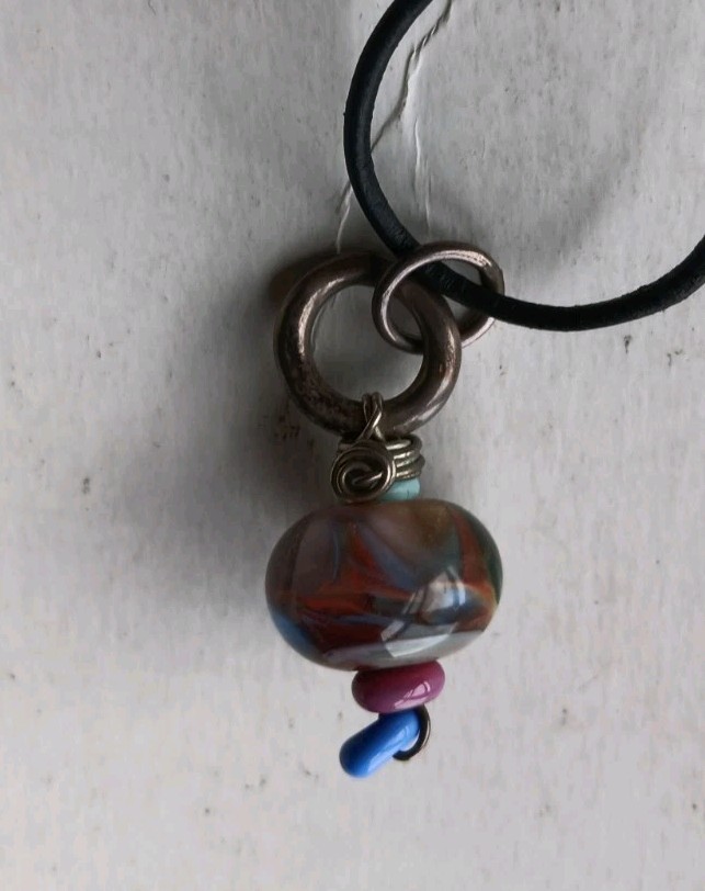 Vintage KMS Pendant Charm Necklace Hippie Boho Hipster Signed