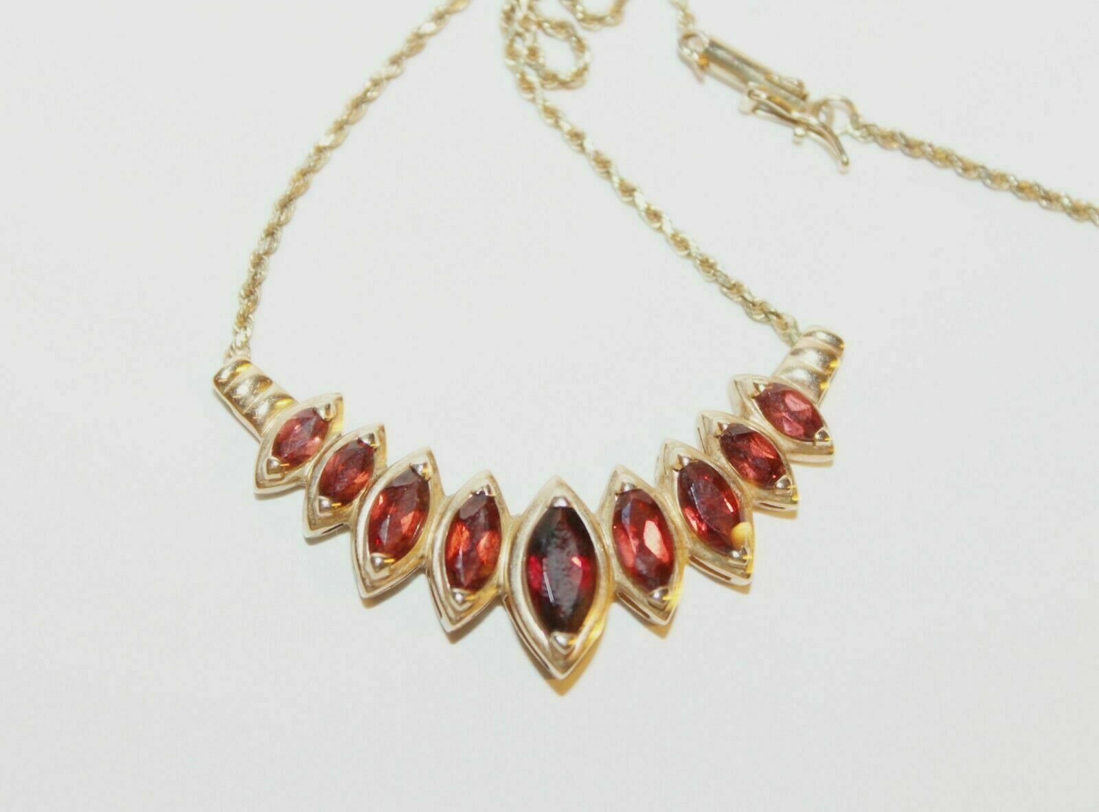 3Ct Marquise Cut Red Garnet “Tanmania” Necklace 14K Yellow Gold Finish