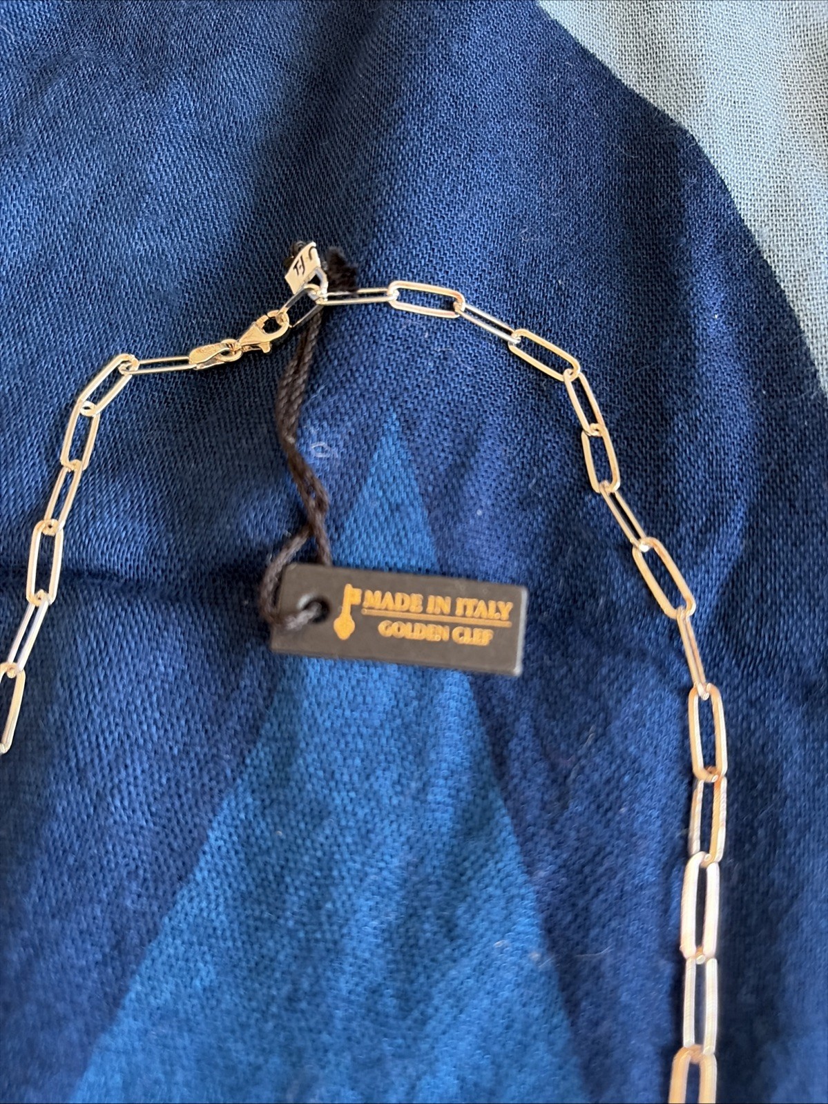 Woman’s Sterling Silver Paper Clip Necklace Measuring 18 Inch Italy
