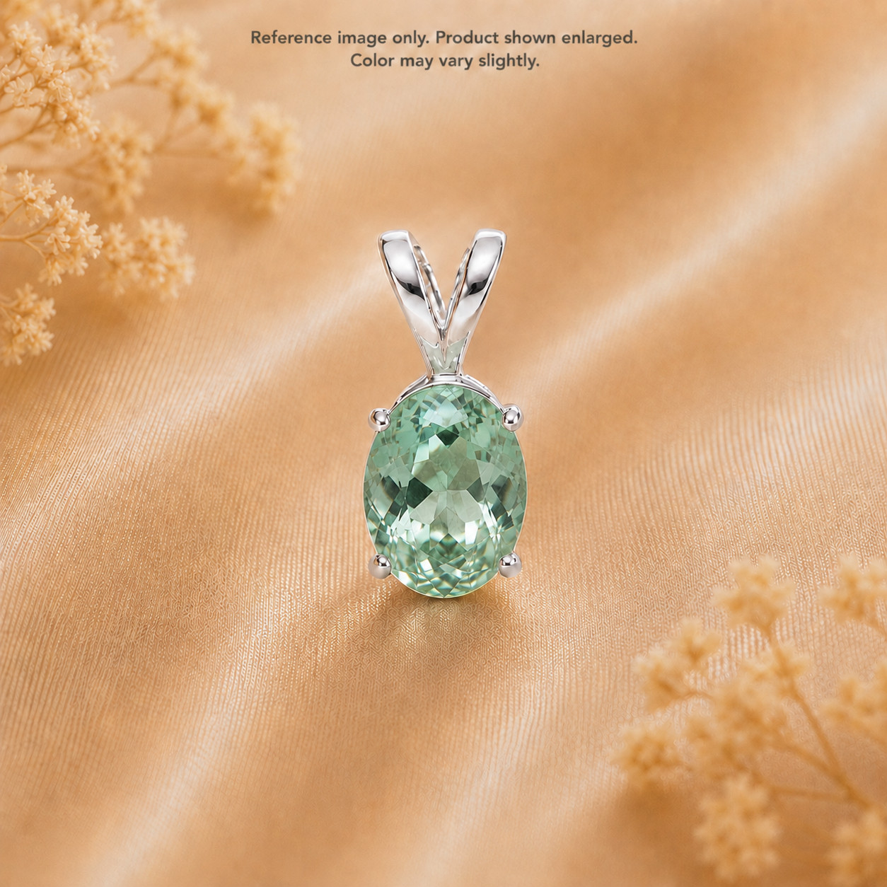 Natural Prasiolite Pendant Necklace 9x7mm Oval VVS Brazil Gem 925 Sterling Silve