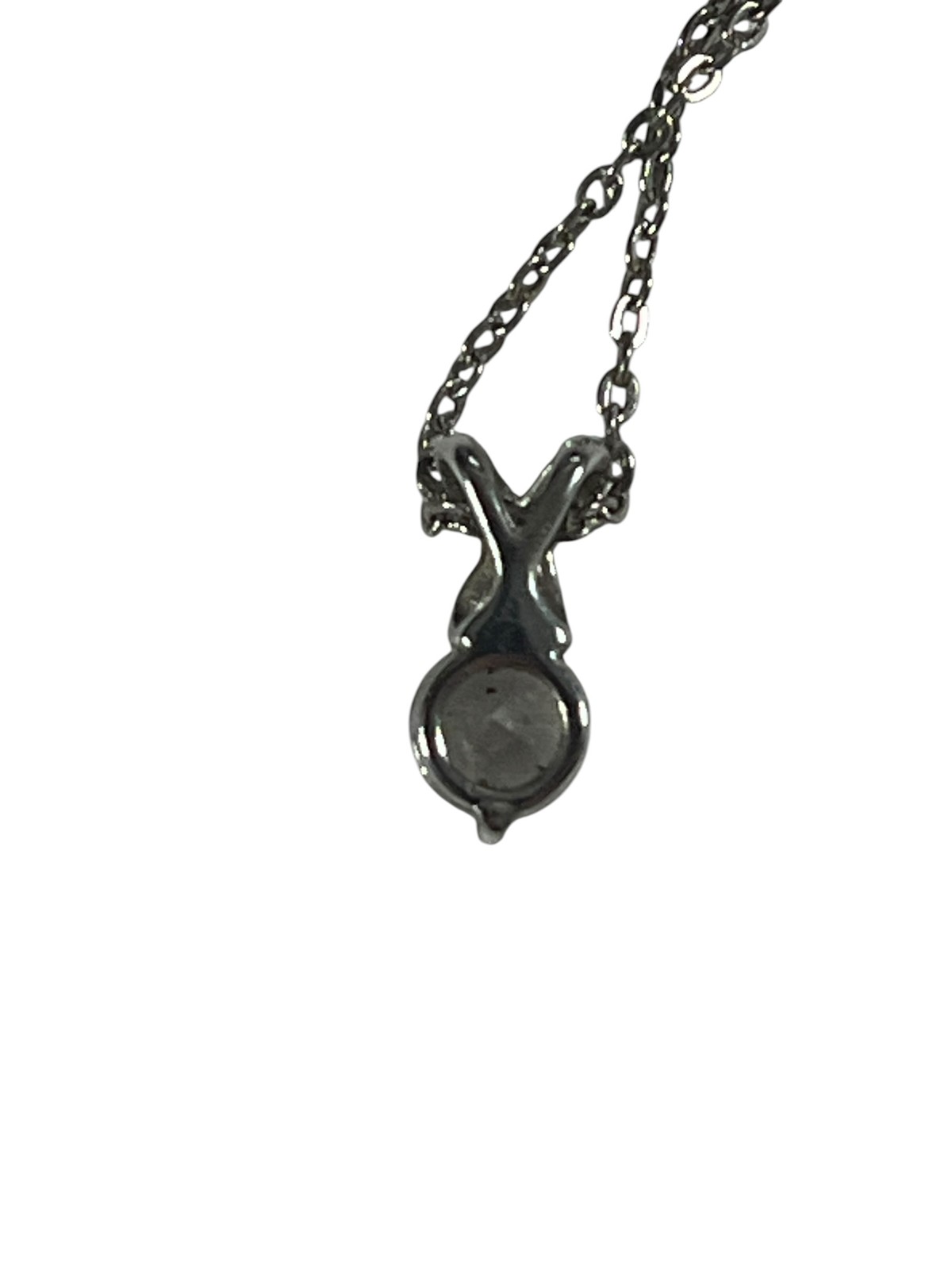 Solitaire Pendant Necklace Clear Stone Link Chain Spring Ring Clasp Jewelry