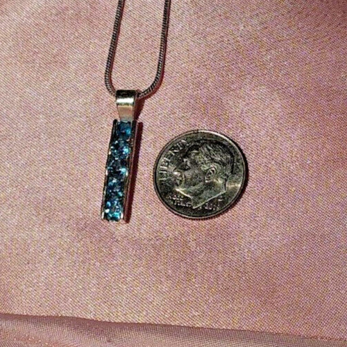 5 STONE LONDON BLUE TOPAZ 4mm PENDANT- .925 STERLING SILVER 1.50ctw
