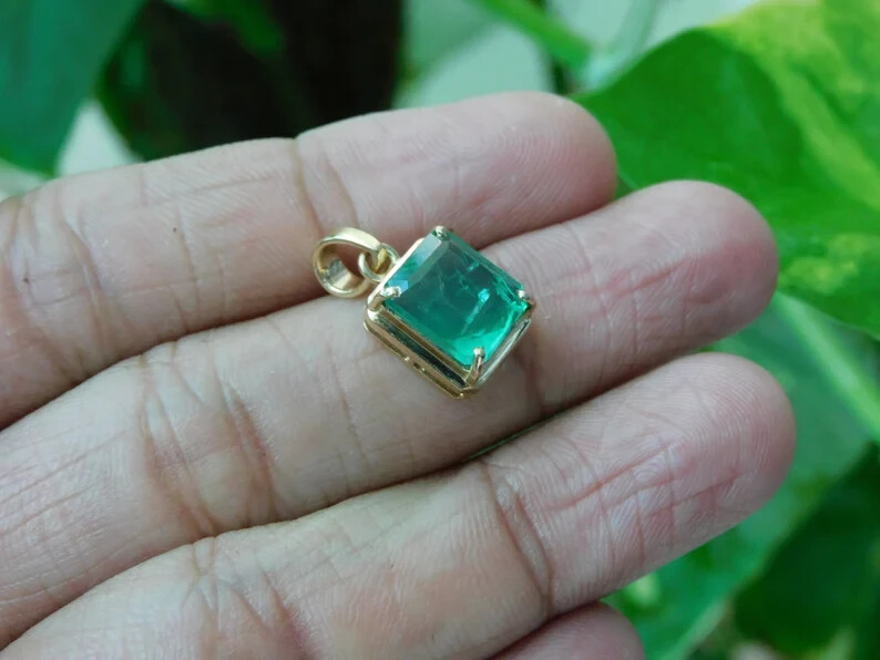 3.00Ct GIA Natural Emerald 14k Solid Yellow Gold Solitaire Women’s Gift Pendant