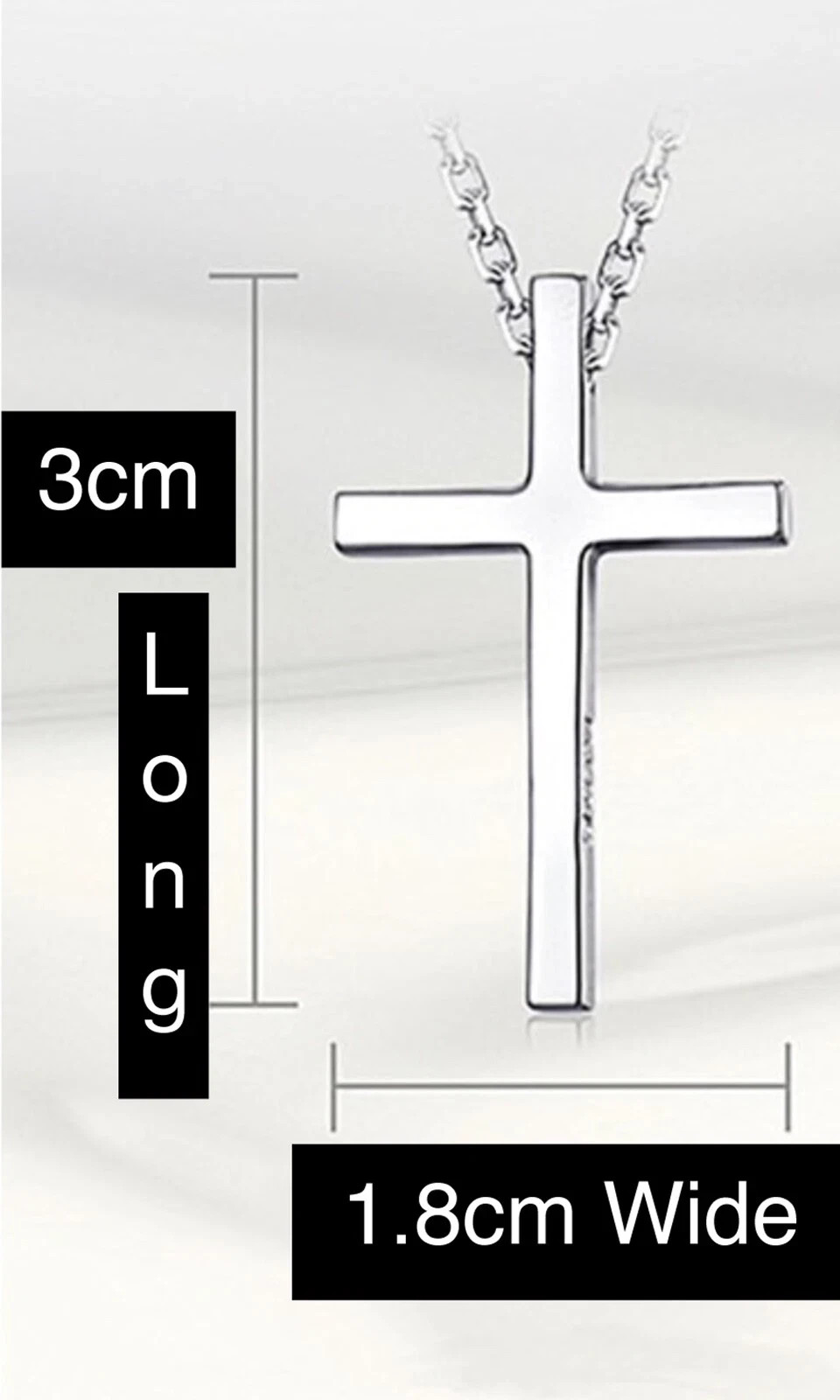 MEN WOMEN 925 STERLING SILVER SIMPLE PLAIN SILVER CROSS CHARM PENDANT WITH CHAIN