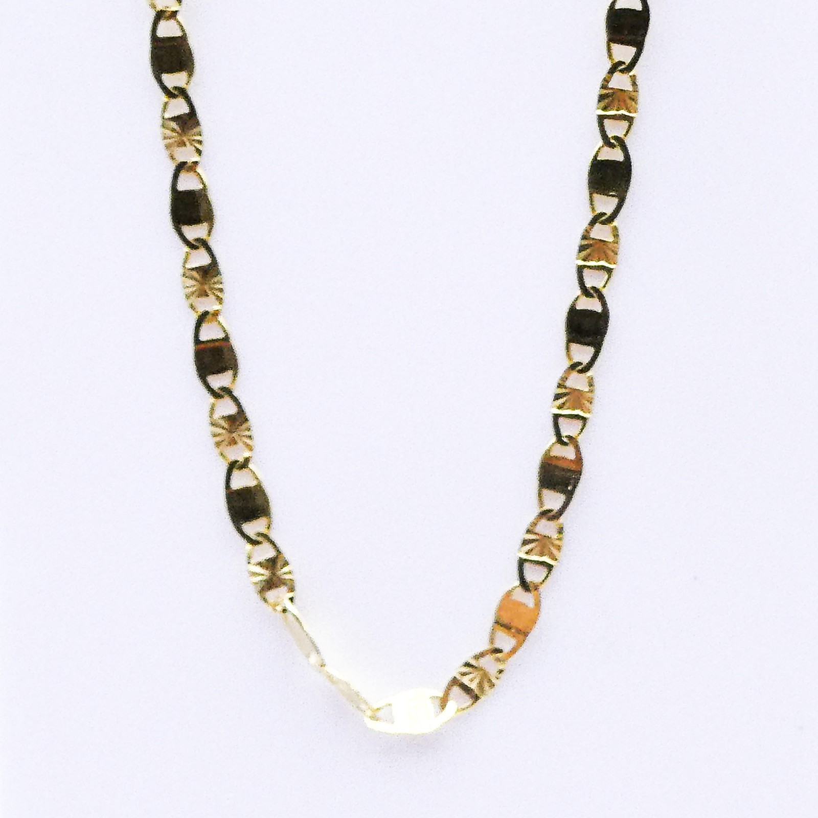 Gold Plated Sterling Silver Italy Textured Link Chain Mens Womens 24″ Necklace