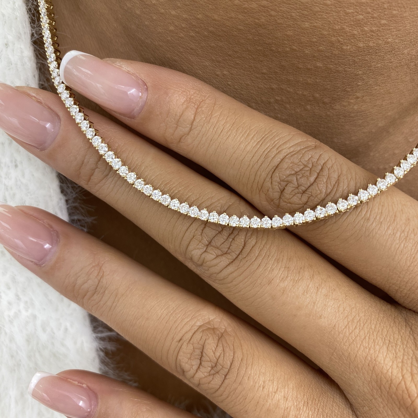 2.70CT Round Cut Lab Grown Diamond Chain Necklace For Adjustable 14k Yellow Gold