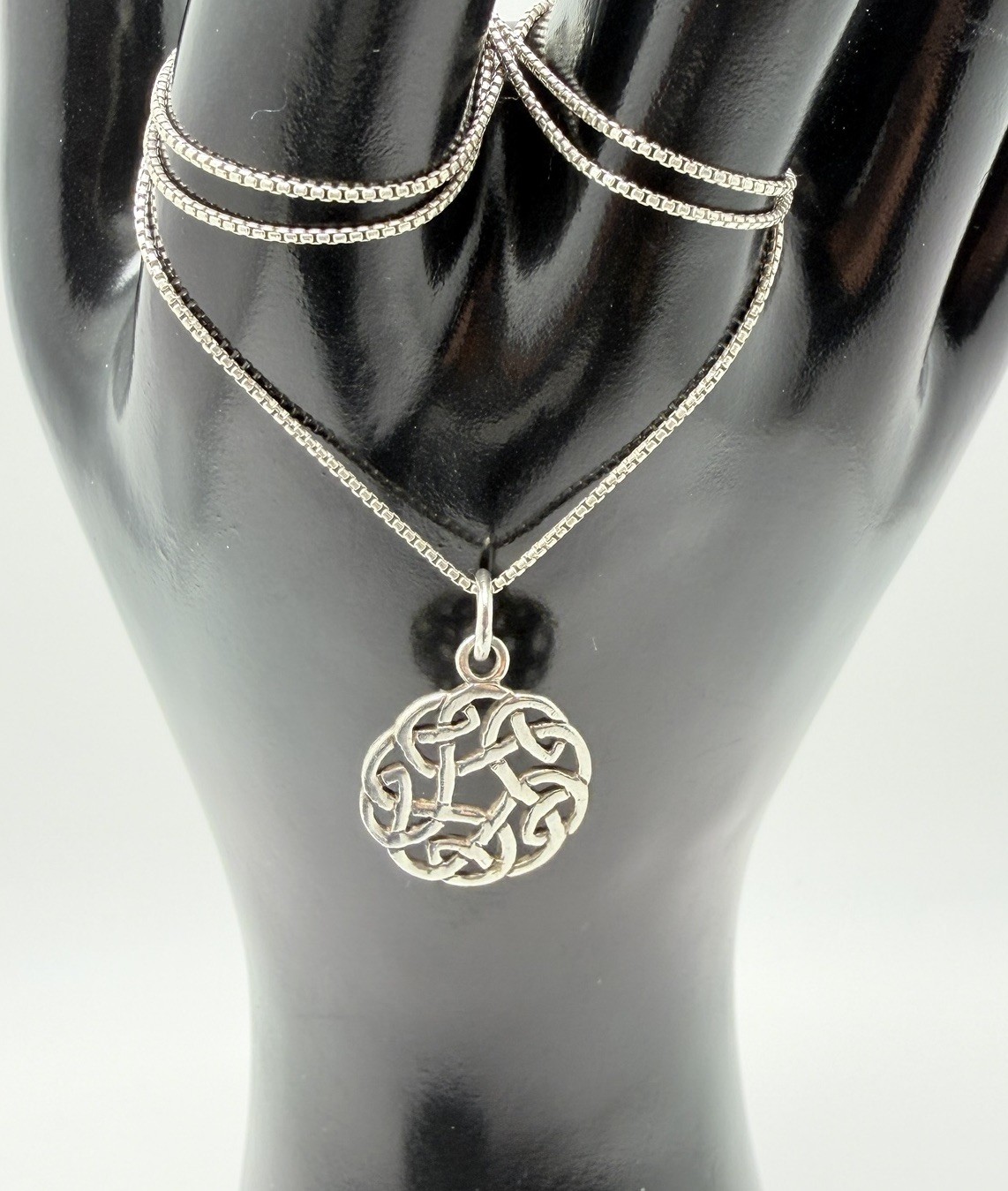 Sterling Silver Celtic Knot Pendant Necklace 925 Italy Box Chain 16″ Gift Erin