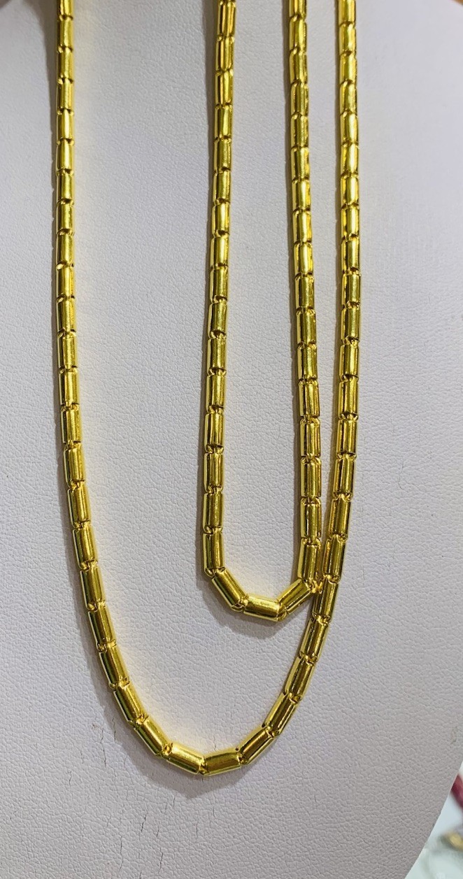 Handmade 24K Solid Yellow Gold Flexible Bar Link Necklace24.5Inches 35.60GM(2.9m
