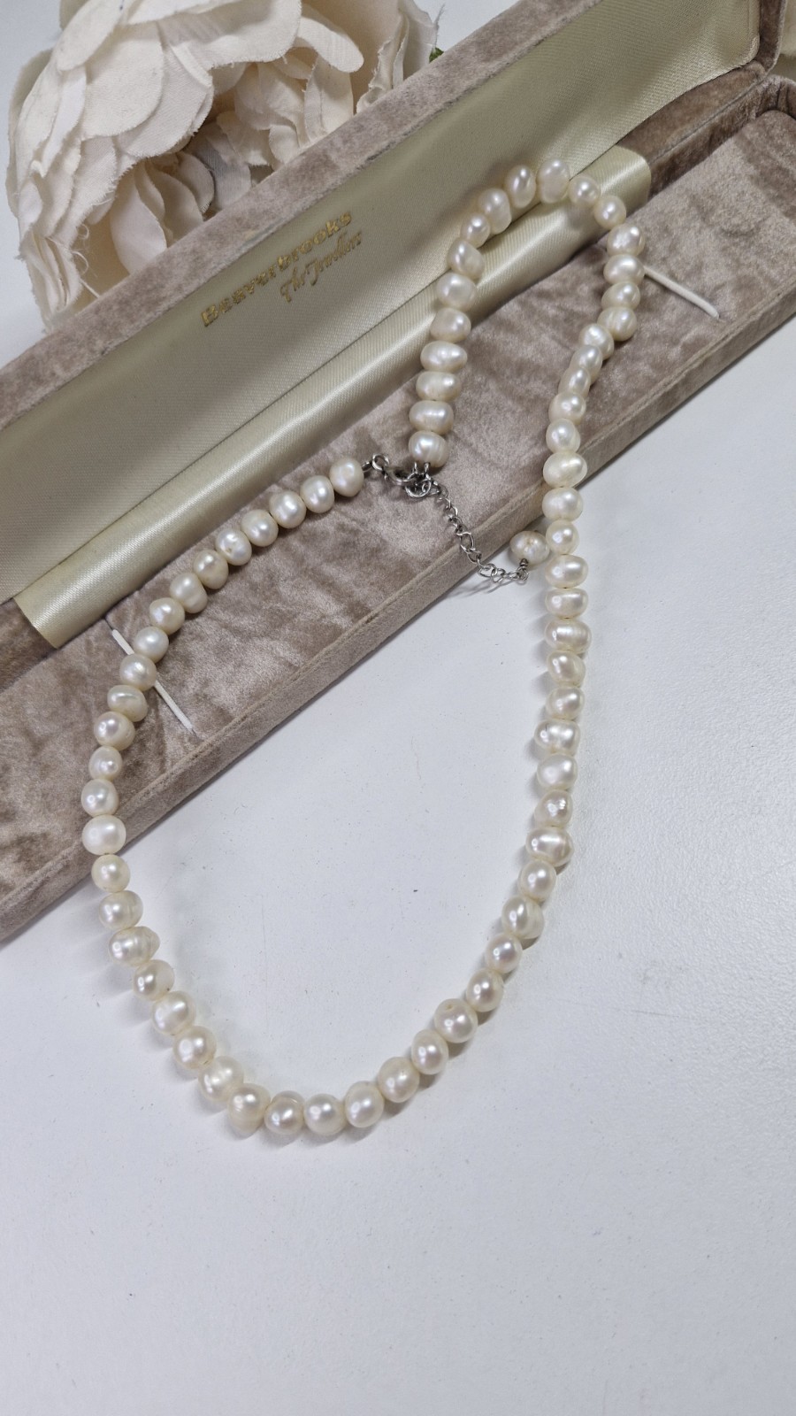 Cultured Freshwater Pear neclace Sterling Silver clasp high lustre boxed