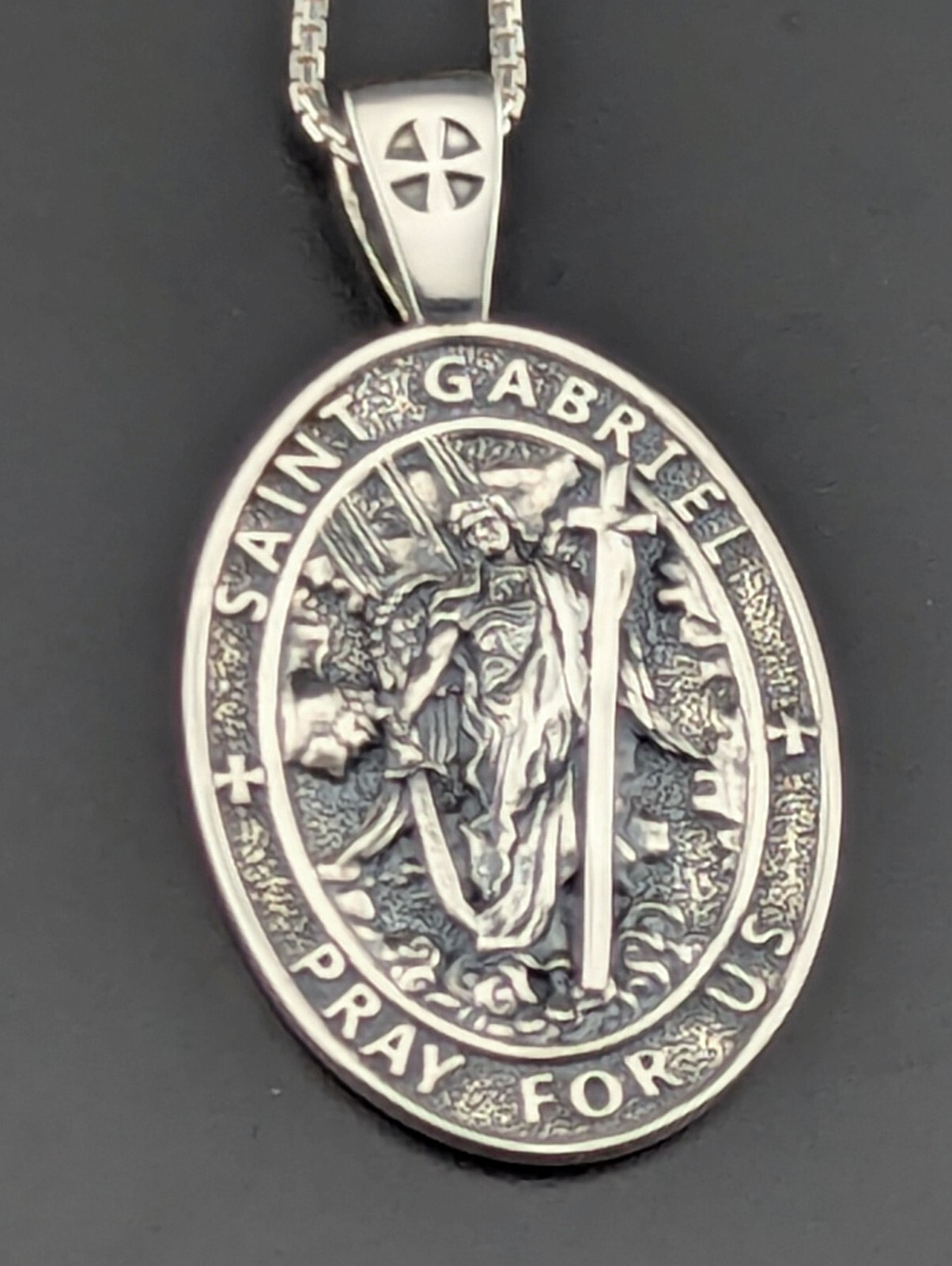 925 Sterling Silver Two-Sided Saint Gabriel Necklace