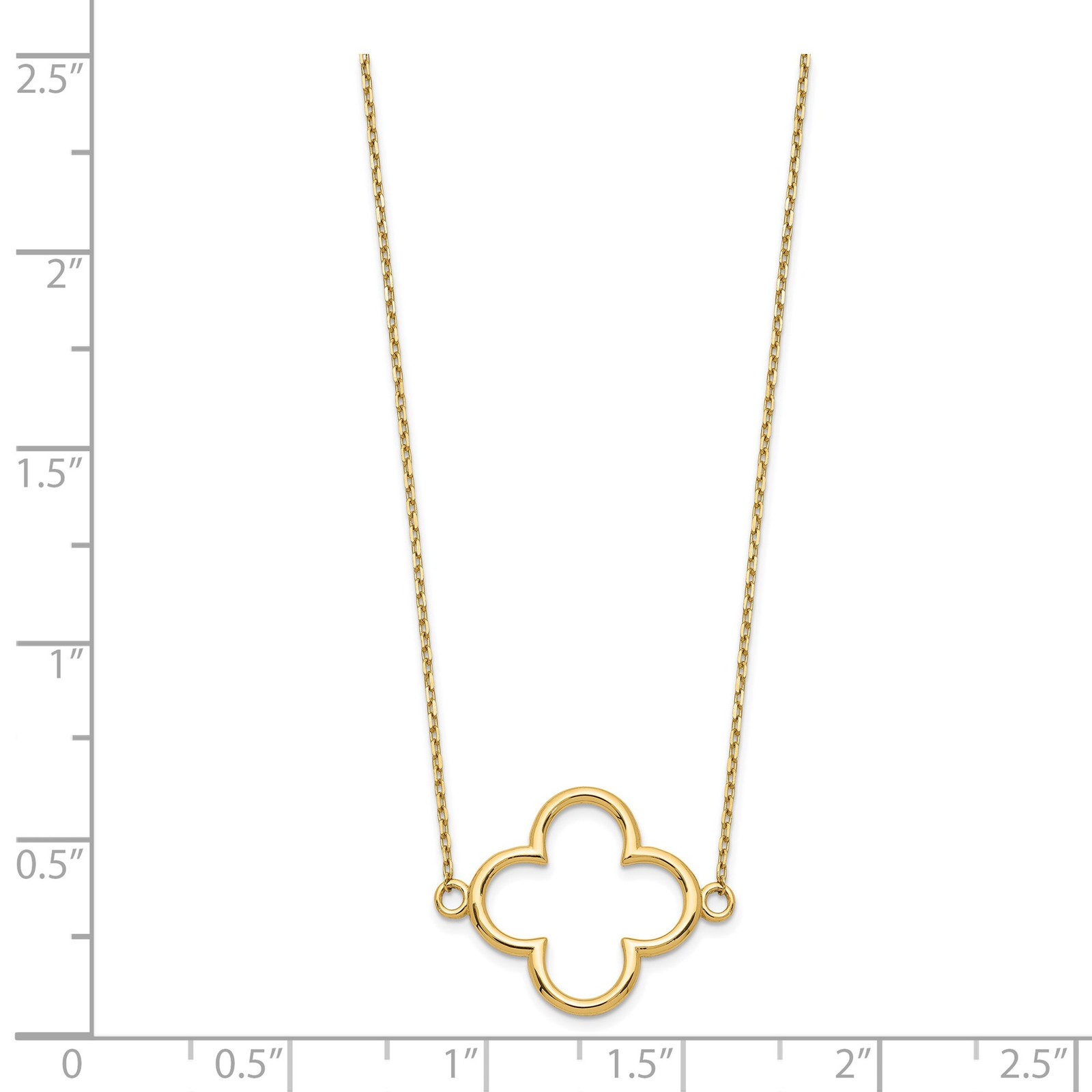 14K Polished Open Quatrefoil Design 18 inch Necklace Chain Mens Womens USA