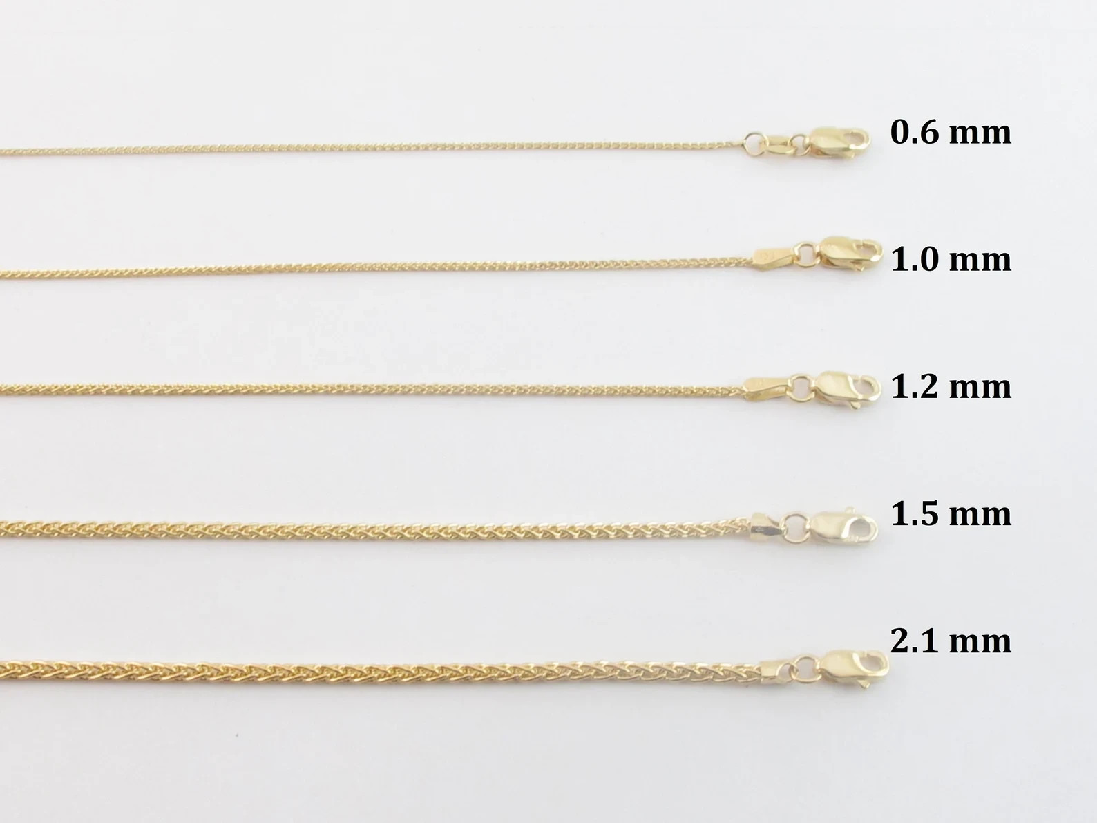 14k Solid Yellow Gold Wheat Chain Necklace ( 16-24 inch )