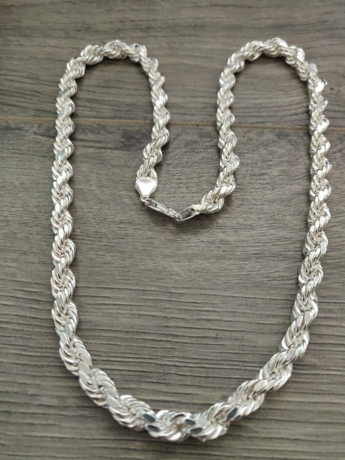 Sterling Silver rope chain hollow / torsal de plata 925 62.2 g 7.6mm 26″ larga