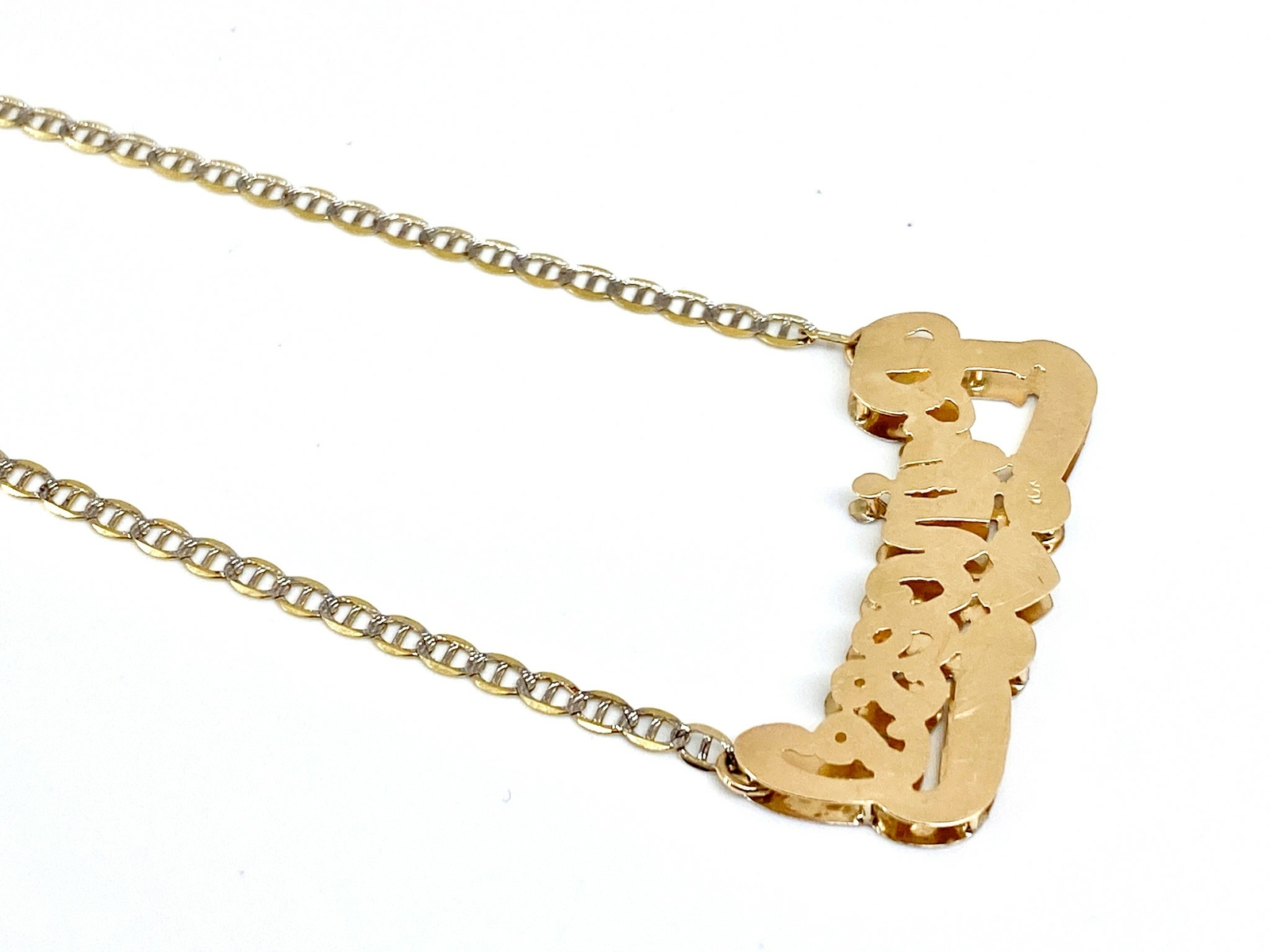 10K Real Yellow Gold Personalized Name Plate/Tag Nameplate Chain/Necklace Double