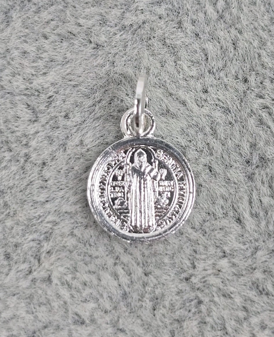 San Benito Charm St Benedict Mini Medal Pendant Baby 925 Mex. Sterling Silver