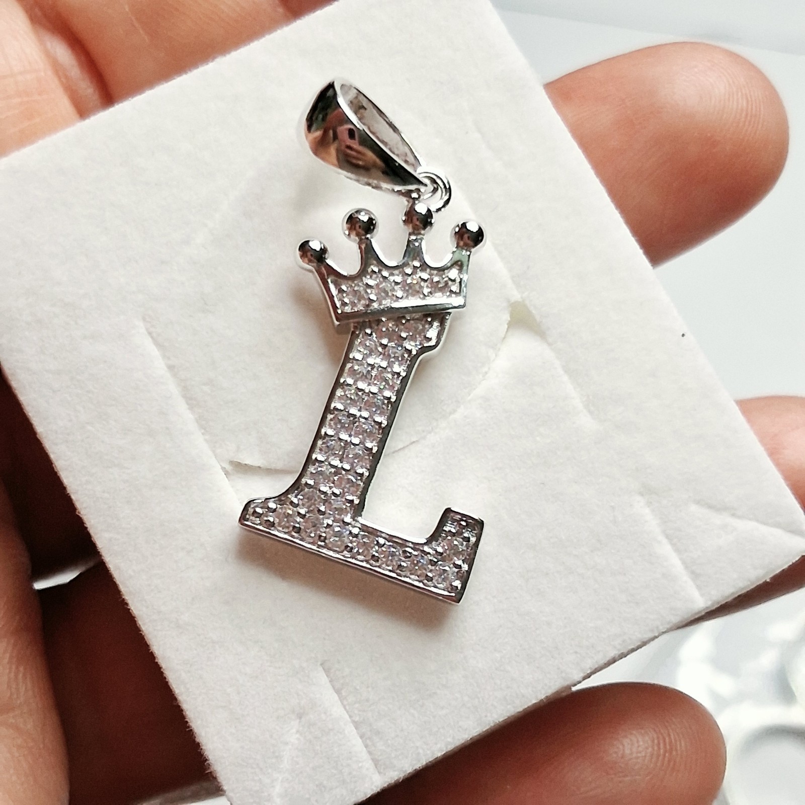 Initial Paper Clip Necklace in Sterling Silver 18″ With Letter L