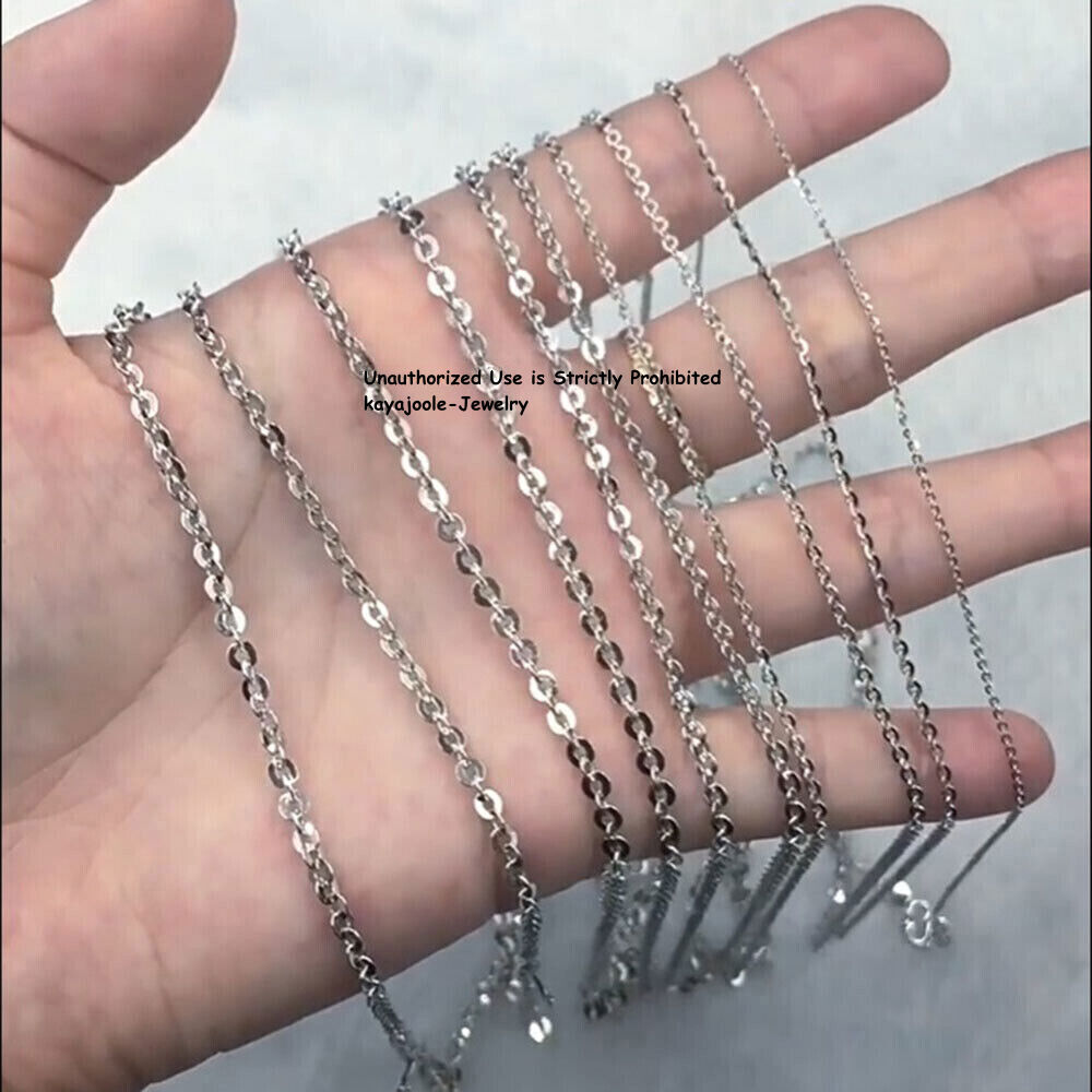 PT950 Pure Platinum 950 Chain Men Women Gift Lucky O Link Necklace 16-22inch L