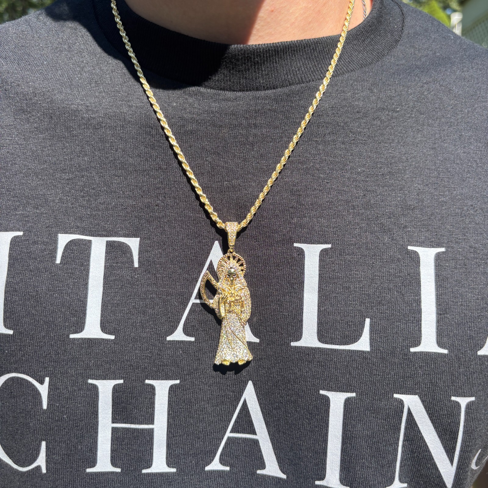 Moissanite Grim Reaper Pendant – Solid 925 Sterling Silver Or 14k Gold Vermeil