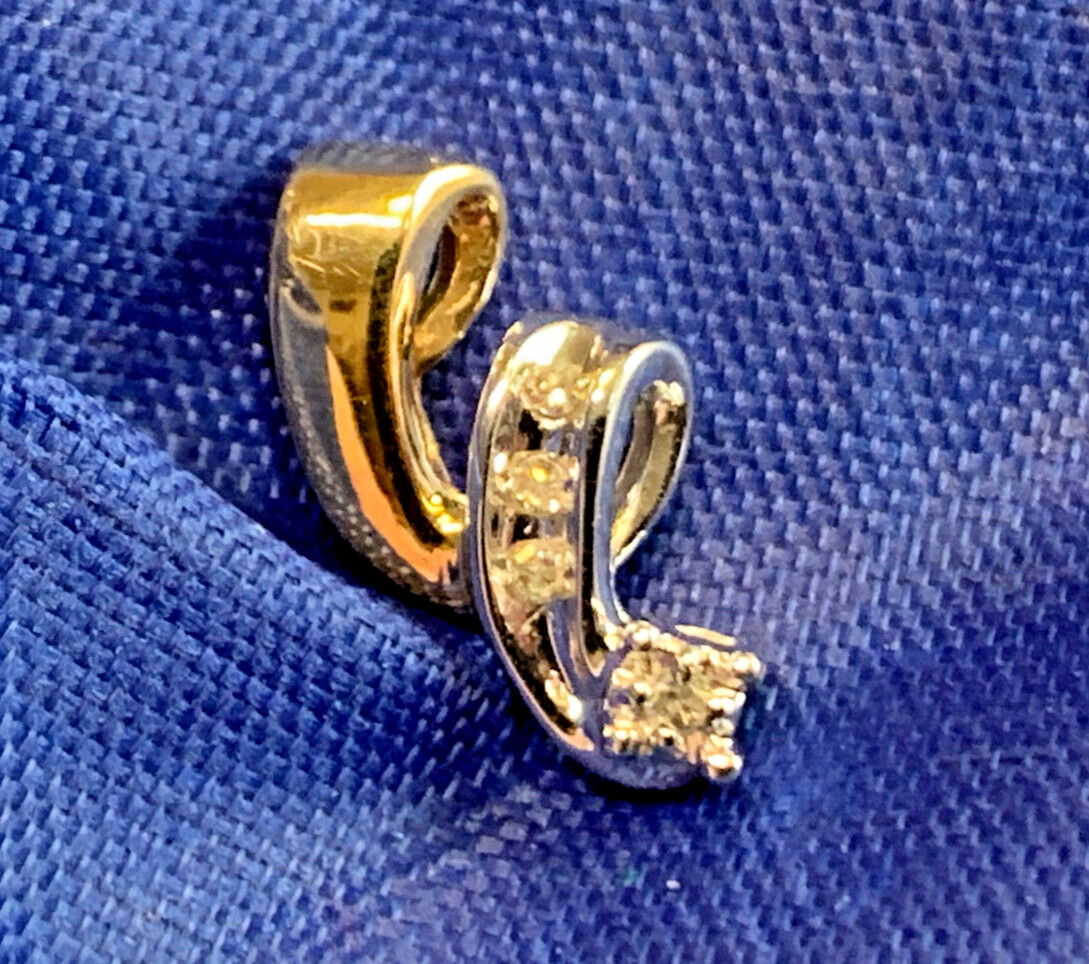 10K Yellow & White Gold Diamond Pendant 1.07g Fine Jewelry Necklace Charm