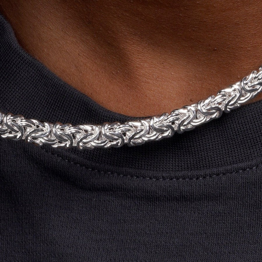 .925 Sterling Silver Anti Tarnish Flat Byzantine 4.2mm-11.1mm Chain Bracelet